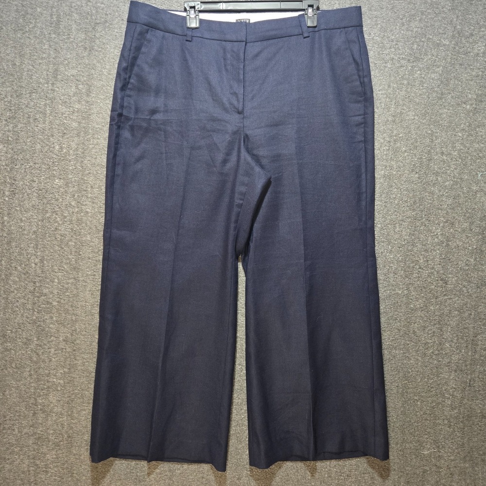 J Crew Carolina Flare Pant Stretch Linen Blend Plus 18 Blue Preppy Classic NWT
